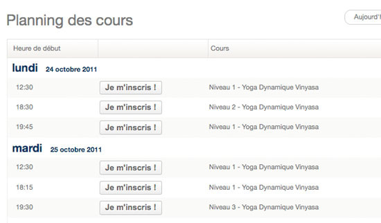 Inscription Yoga en ligne